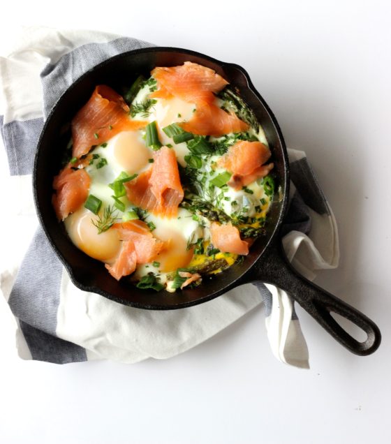 Springtime Asparagus and Salmon Baked Eggs