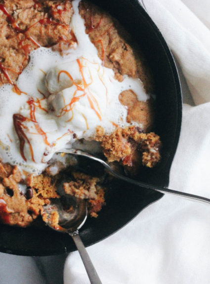 Pumpkin Chocolate Chip Skillet Cookie